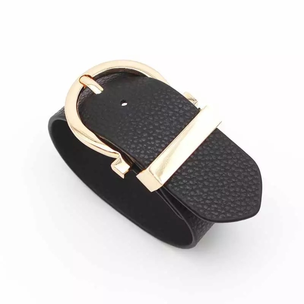 Punk Style Adjustable Wide PU Leather Bracelet - Picture 5 of 13